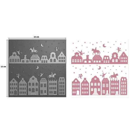Vaessen Creative Sinterklaas 3D Embossing Folder + Stencil Over de Daken (3625-0405)