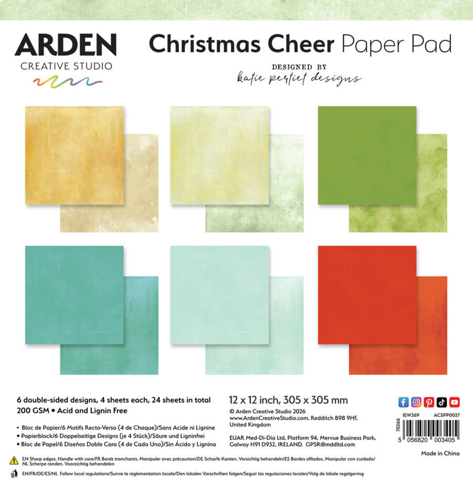 Arden Creative Studio Christmas Cheer Solids 12x12 Inch Paper Pad (ACSPP0027) Arden Creative Studio Christmas Cheer Solids 12x12 Inch Paper Pad (ACSPP0027)