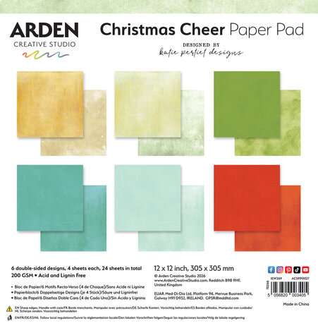 Arden Creative Studio Christmas Cheer Solids 12x12 Inch Paper Pad (ACSPP0027) Arden Creative Studio Christmas Cheer Solids 12x12 Inch Paper Pad (ACSPP0027)