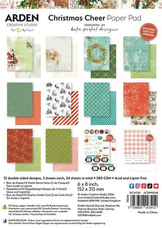 Arden Creative Studio Christmas Cheer 6x8 Inch Paper Pad (ACSPP0028) Arden Creative Studio Christmas Cheer 6x8 Inch Paper Pad (ACSPP0028)
