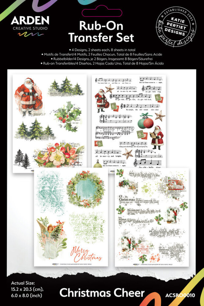 Arden Creative Studio Christmas Cheer 6x8 Inch Rub-On Transfer Set (ACSRO0011) Arden Creative Studio Christmas Cheer 6x8 Inch Rub-On Transfer Set (ACSRO0011)