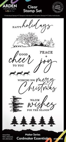 Arden Creative Studio Christmas Cheer Cardmaker Essentials 4x8 Inch Clear Stamp Set (ACSCD0033)