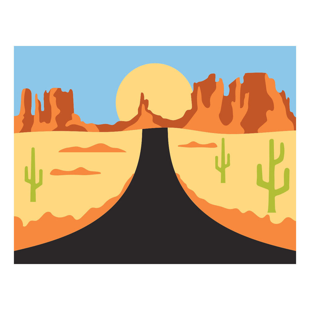 Spellbinders Classic Road Legends 2.0 Highway Horizons-Desert Layered Stencil (STN-132)