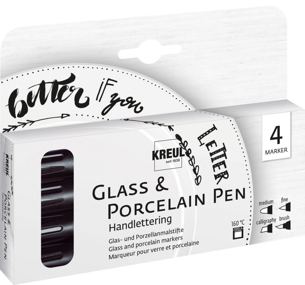 KREUL Glass & Porcelain Pen Handlettering (4pcs) (16480)