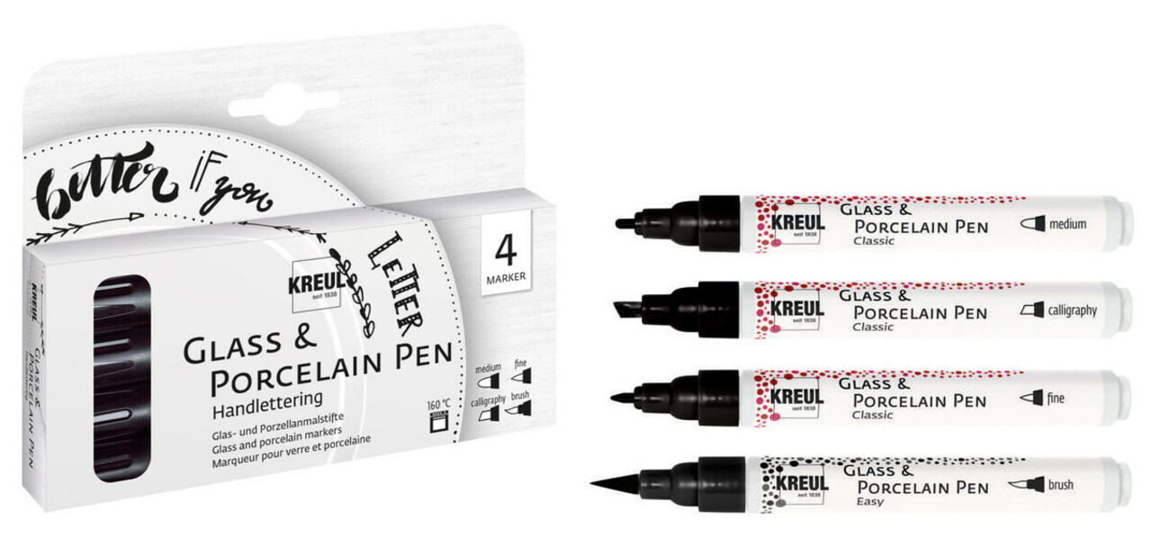 KREUL Glass & Porcelain Pen Handlettering (4pcs) (16480)