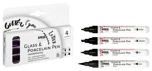 KREUL Glass & Porcelain Pen Handlettering (4pcs) (16480)