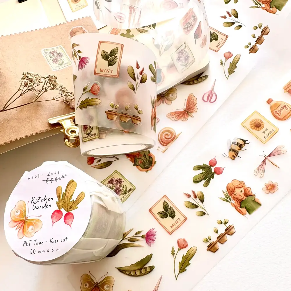 Nikki Dotti PET Tape 50mm Kitchen Garden (Kiss Cut)