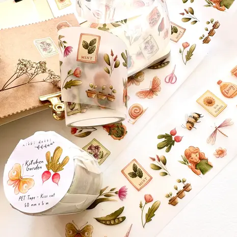 Nikki Dotti PET Tape 50mm Kitchen Garden (Kiss Cut)