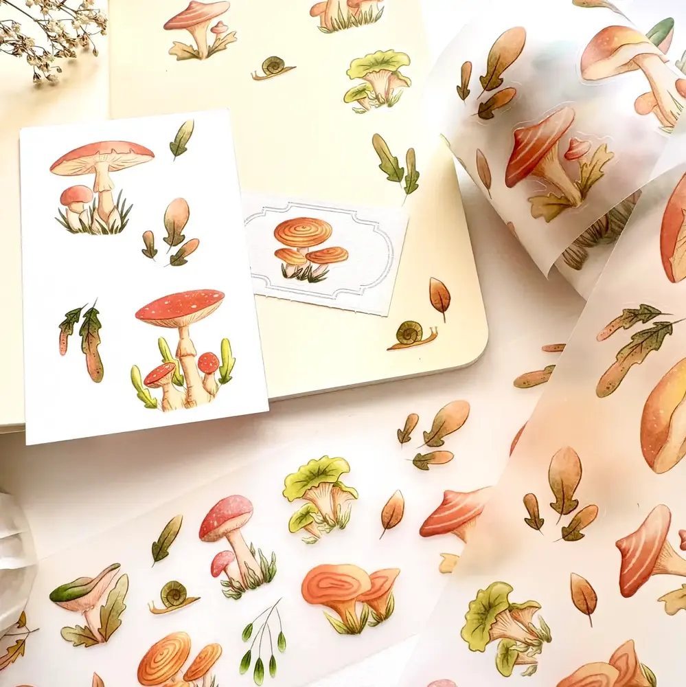 Nikki Dotti PET Tape 50mm Colorful Mushrooms (Kiss Cut)