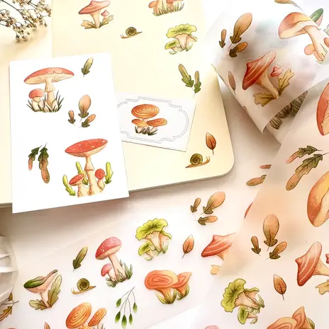 Nikki Dotti PET Tape 50mm Colorful Mushrooms (Kiss Cut)