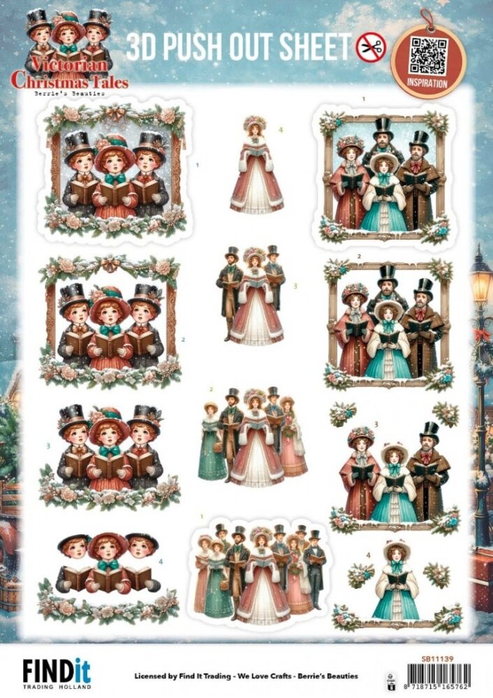 Berrie's Beauties Victorian Christmas Tales 3D Push Out A Christmas Serenade (SB11139)