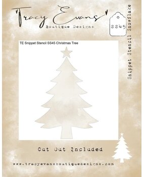 Tracy Evans Christmas Tree 4x4 Inch Snippet Stencil (SS045)