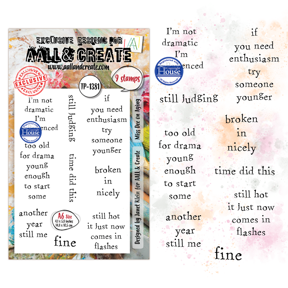 AALL and Create Clear Stamp Set A6 Miss Dee on Aging (AALL-TP-1381) AALL and Create Clear Stamp Set A6 Miss Dee on Aging (AALL-TP-1381)