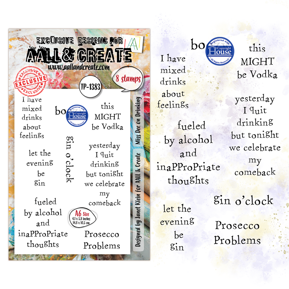 AALL and Create Clear Stamp Set A6 Miss Dee on Drinking (AALL-TP-1383) AALL and Create Clear Stamp Set A6 Miss Dee on Drinking (AALL-TP-1383)