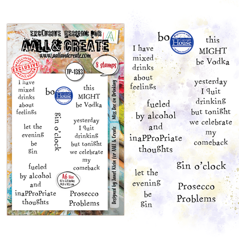 AALL and Create Clear Stamp Set A6 Miss Dee on Drinking (AALL-TP-1383) AALL and Create Clear Stamp Set A6 Miss Dee on Drinking (AALL-TP-1383)