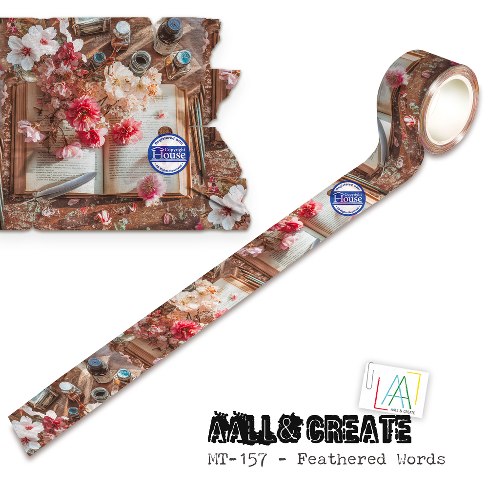 AALL and Create Layer it Up! Washi Tape 25mm Feathered Words (AALL-MT-157) AALL and Create Layer it Up! Washi Tape 25mm Feathered Words (AALL-MT-157)