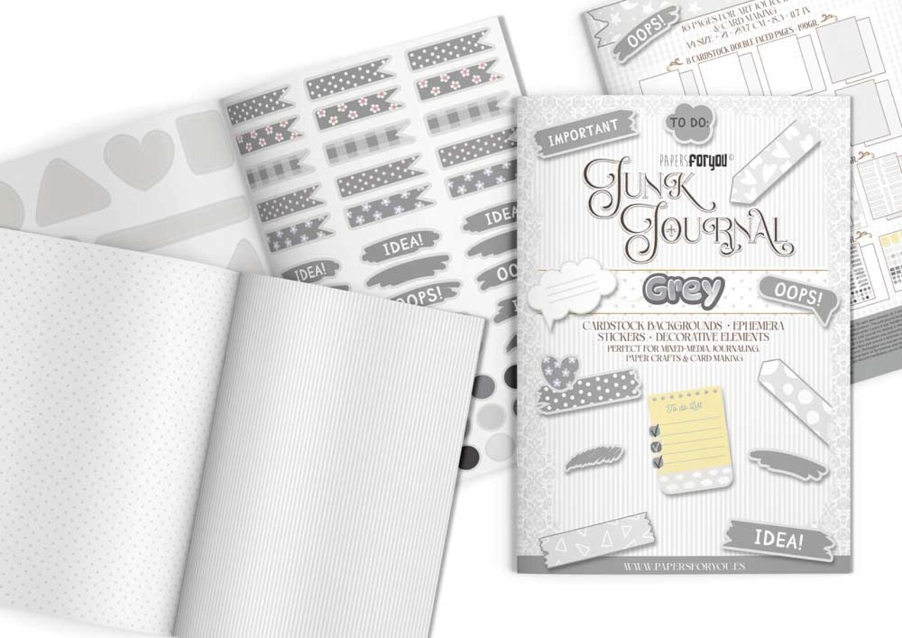 Papers For You Basic Grey A4 Junk Journal (PFY-16347) Papers For You Basic Grey A4 Junk Journal (PFY-16347)