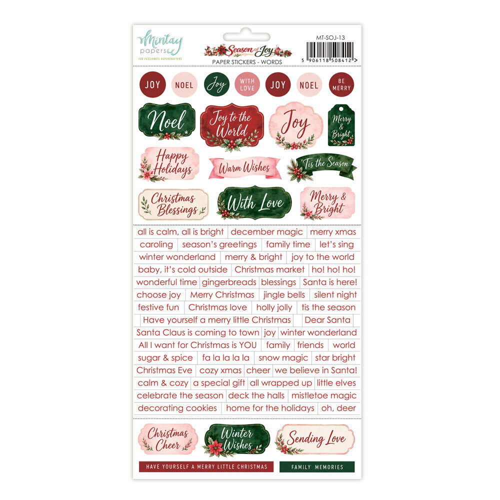 Mintay Season of Joy 6x12 Inch Paper Stickers Words (MT-SOJ-13) Mintay Season of Joy 6x12 Inch Paper Stickers Words (MT-SOJ-13)
