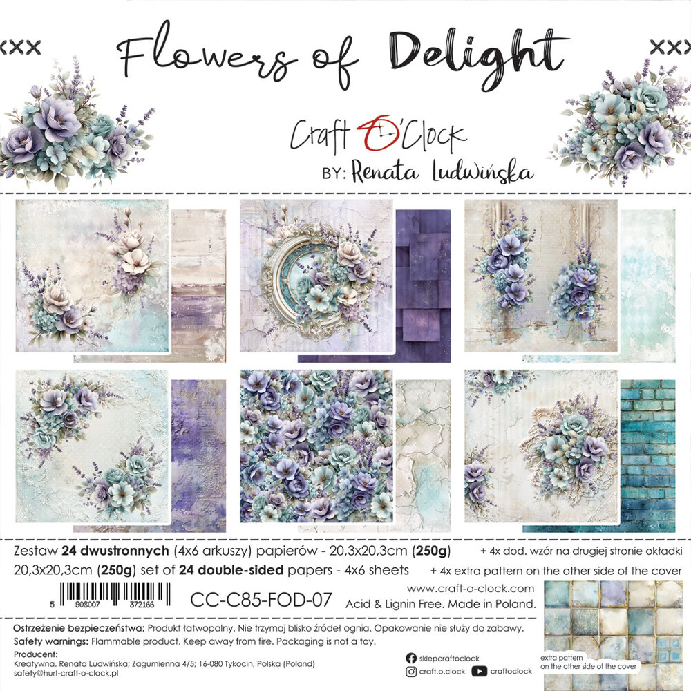 Craft O'Clock Flowers of Delight 8x8 Inch Paper Set (CC-C85-FOD-07) Craft O'Clock Flowers of Delight 8x8 Inch Paper Set (CC-C85-FOD-07)