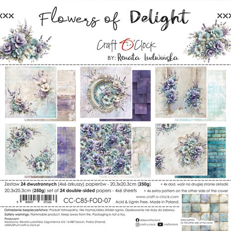 Craft O'Clock Flowers of Delight 8x8 Inch Paper Set (CC-C85-FOD-07) Craft O'Clock Flowers of Delight 8x8 Inch Paper Set (CC-C85-FOD-07)