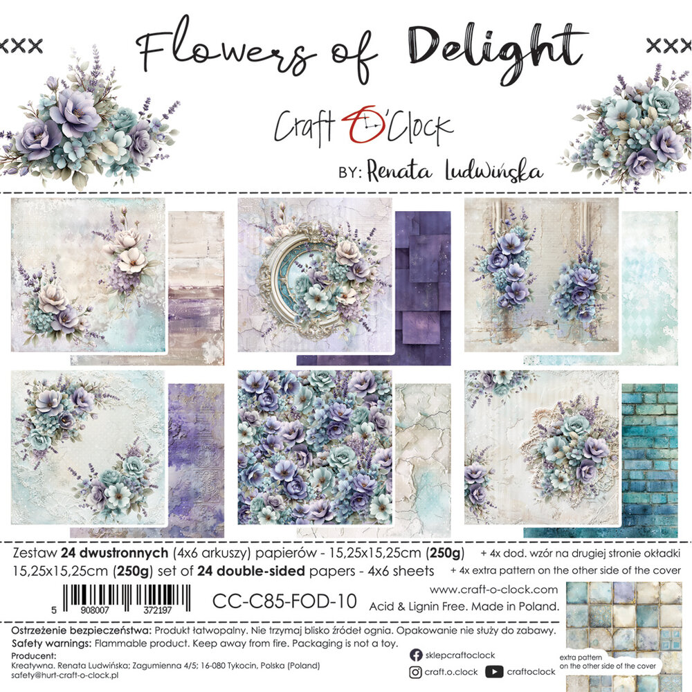 Craft O'Clock Flowers of Delight 6x6 Inch Paper Set (CC-C85-FOD-10) Craft O'Clock Flowers of Delight 6x6 Inch Paper Set (CC-C85-FOD-10)