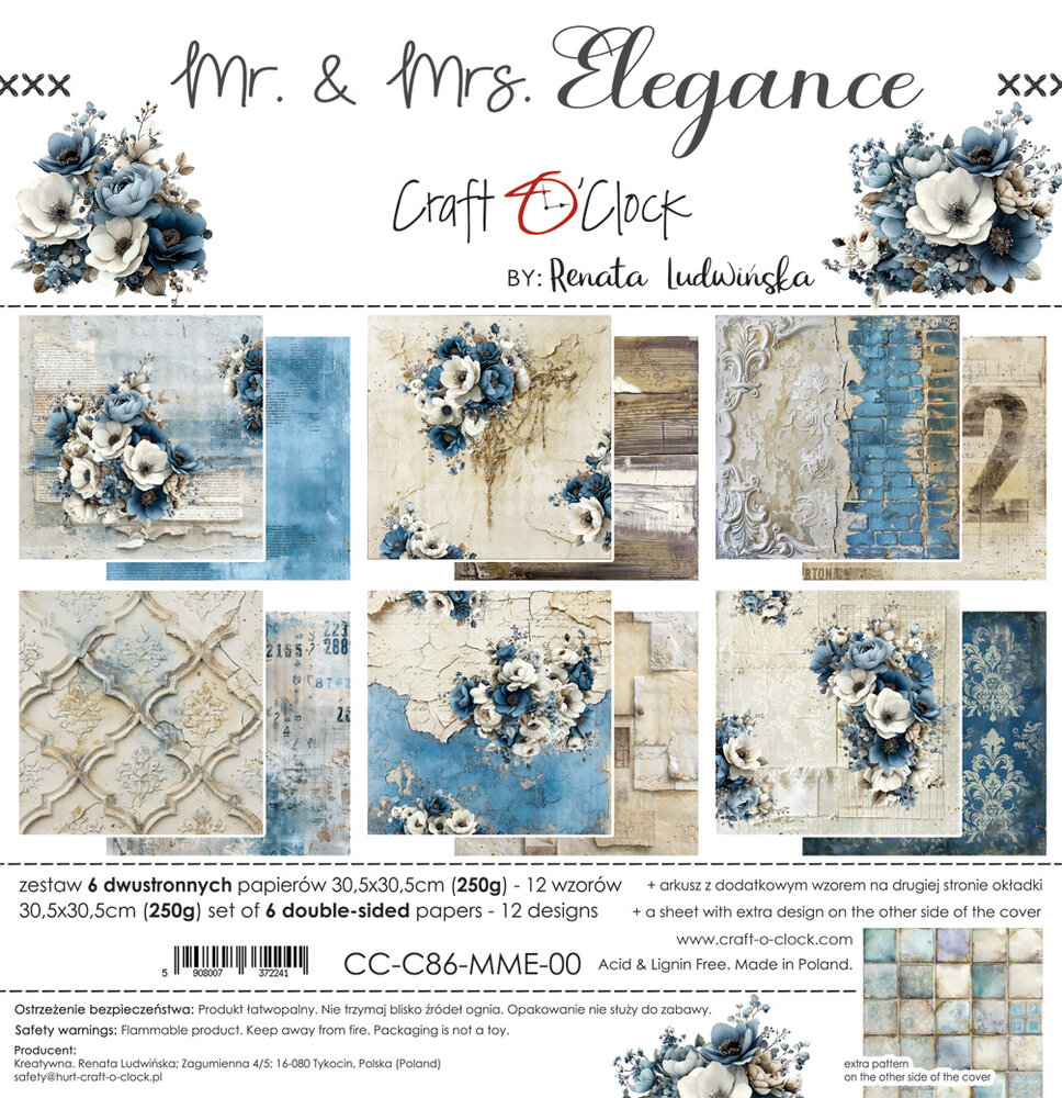 Craft O'Clock Mr. & Mrs. Elegance 12x12 Inch Paper Set (CC-C86-MME-00)