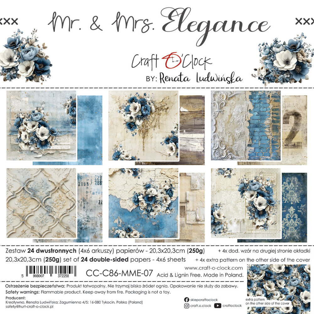 Craft O'Clock Mr. & Mrs. Elegance 8x8 Inch Paper Set (CC-C86-MME-07)