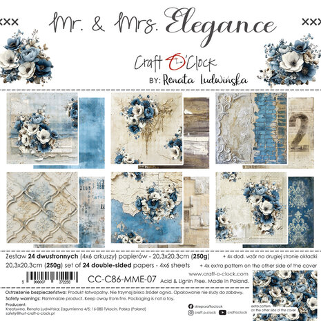 Craft O'Clock Mr. & Mrs. Elegance 8x8 Inch Paper Set (CC-C86-MME-07)