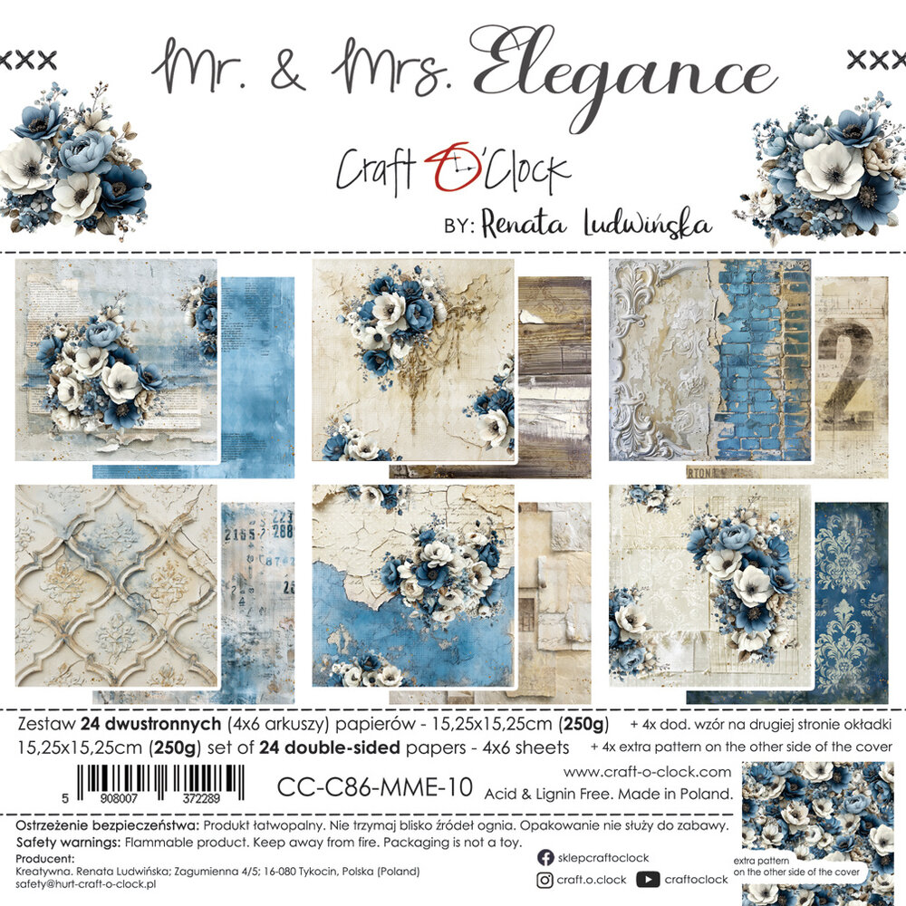 Craft O'Clock Mr. & Mrs. Elegance 6x6 Inch Paper Set (CC-C86-MME-10)