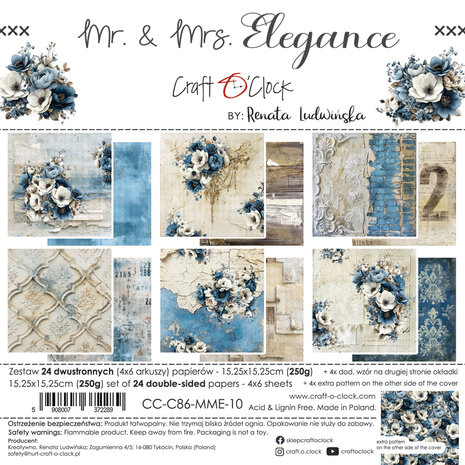 Craft O'Clock Mr. & Mrs. Elegance 6x6 Inch Paper Set (CC-C86-MME-10)