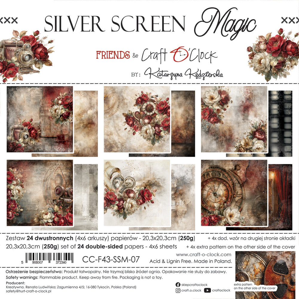 Craft O'Clock Silver Screen Magic 8x8 Inch Paper Set (CC-F43-SSM-07)