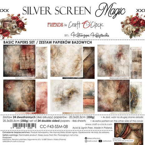 Craft O'Clock Silver Screen Magic 8x8 Inch Basic Paper Set (CC-F43-SSM-08) Craft O'Clock Silver Screen Magic 8x8 Inch Basic Paper Set (CC-F43-SSM-08)