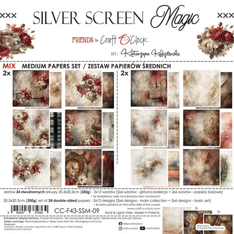 Craft O'Clock Silver Screen Magic 8x8 Inch Medium Mix Paper Set (CC-F43-SSM-09) Craft O'Clock Silver Screen Magic 8x8 Inch Medium Mix Paper Set (CC-F43-SSM-09)
