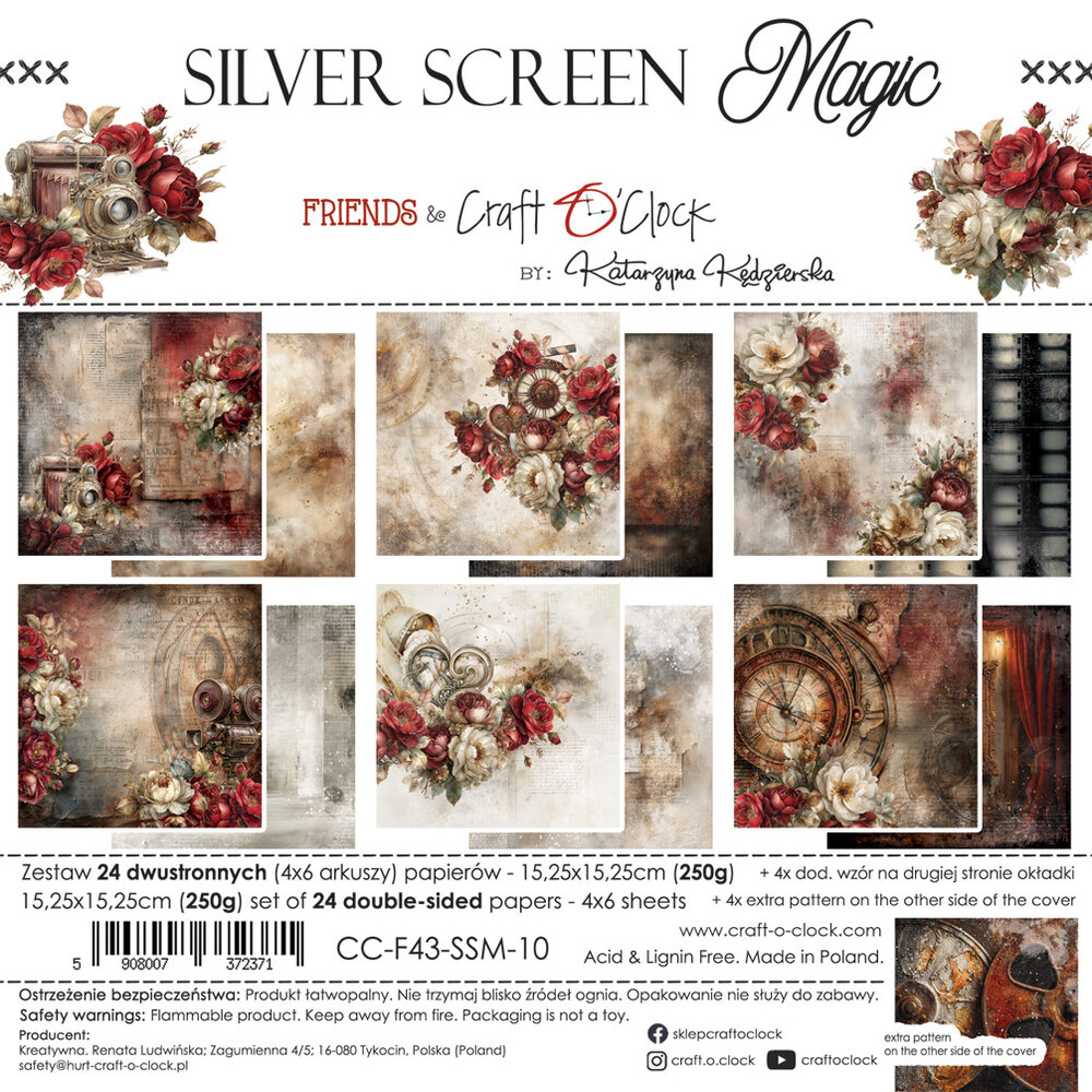 Craft O'Clock Silver Screen Magic 6x6 Inch Paper Set (CC-F43-SSM-10) Craft O'Clock Silver Screen Magic 6x6 Inch Paper Set (CC-F43-SSM-10)