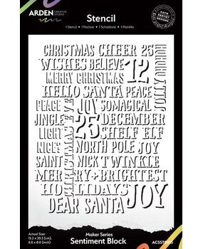 Arden Creative Studio Christmas Cheer Sentiment Block 6x8 Inch Stencil (ACSST0013) Arden Creative Studio Christmas Cheer Sentiment Block 6x8 Inch Stencil (ACSST0013)