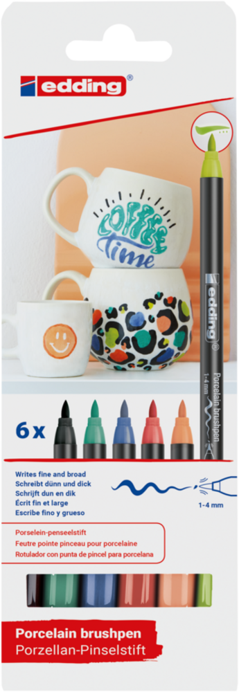 Edding e-4200 Porcelain Brush Pen Set Lively (6pcs) (4-4200-6000) Edding e-4200 Porcelain Brush Pen Set Lively (6pcs) (4-4200-6000)