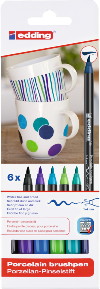 Edding e-4200 Porcelain Brush Pen Set Cool (6pcs) (4-4200-6099) Edding e-4200 Porcelain Brush Pen Set Cool (6pcs) (4-4200-6099)
