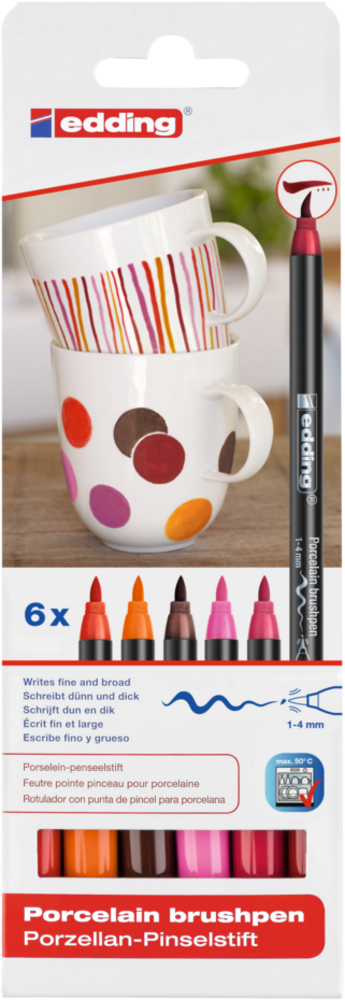 Edding e-4200 Porcelain Brush Pen Set Warm (6pcs) (4-4200-6999) Edding e-4200 Porcelain Brush Pen Set Warm (6pcs) (4-4200-6999)