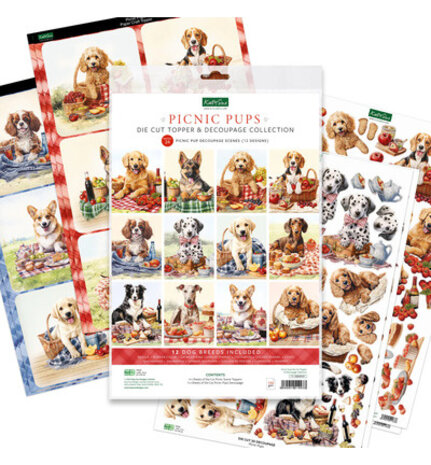 Katy Sue Picnic Pups Die Cut Topper & Decoupage Collection (7-10084PUP) Katy Sue Picnic Pups Die Cut Topper & Decoupage Collection (7-10084PUP)