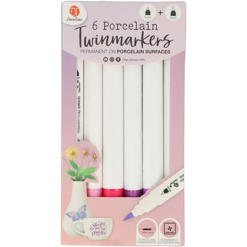 DécoTime 6 Porcelain Markers Vintage Pink (3218262)