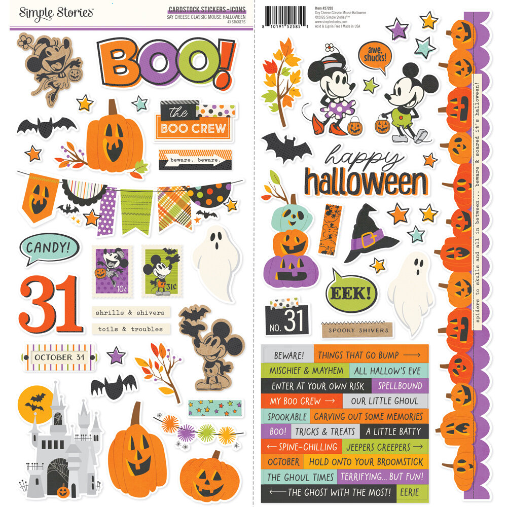 Simple Stories Say Cheese Classic Mouse Halloween Cardstock Stickers Icons (27202) Simple Stories Say Cheese Classic Mouse Halloween Cardstock Stickers Icons (27202)