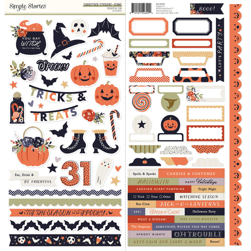 Simple Stories Frightful Fun Cardstock Stickers Icons (27301) Simple Stories Frightful Fun Cardstock Stickers Icons (27301)