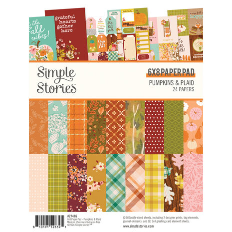 Simple Stories Pumpkins & Plaid 6x8 Inch Pad (27416) Simple Stories Pumpkins & Plaid 6x8 Inch Pad (27416)