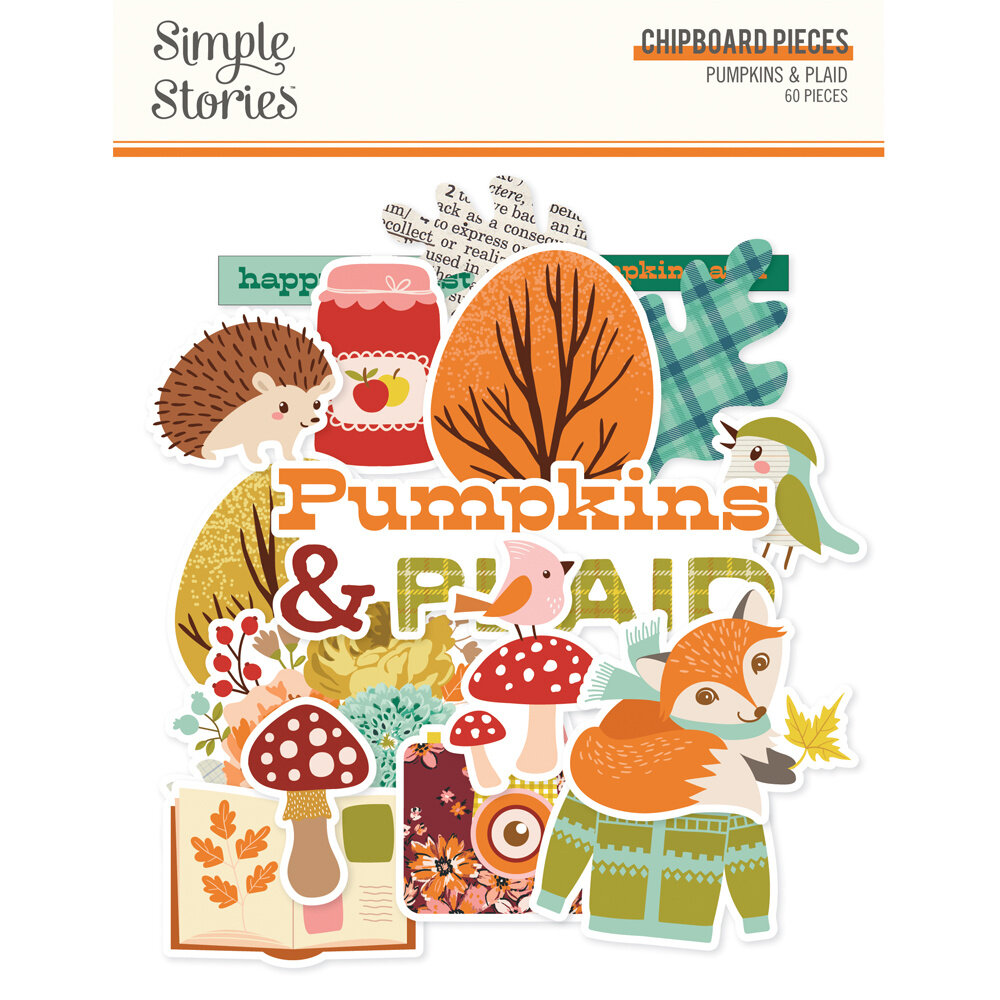 Simple Stories Pumpkins & Plaid Chipboard Pieces (27418) Simple Stories Pumpkins & Plaid Chipboard Pieces (27418)