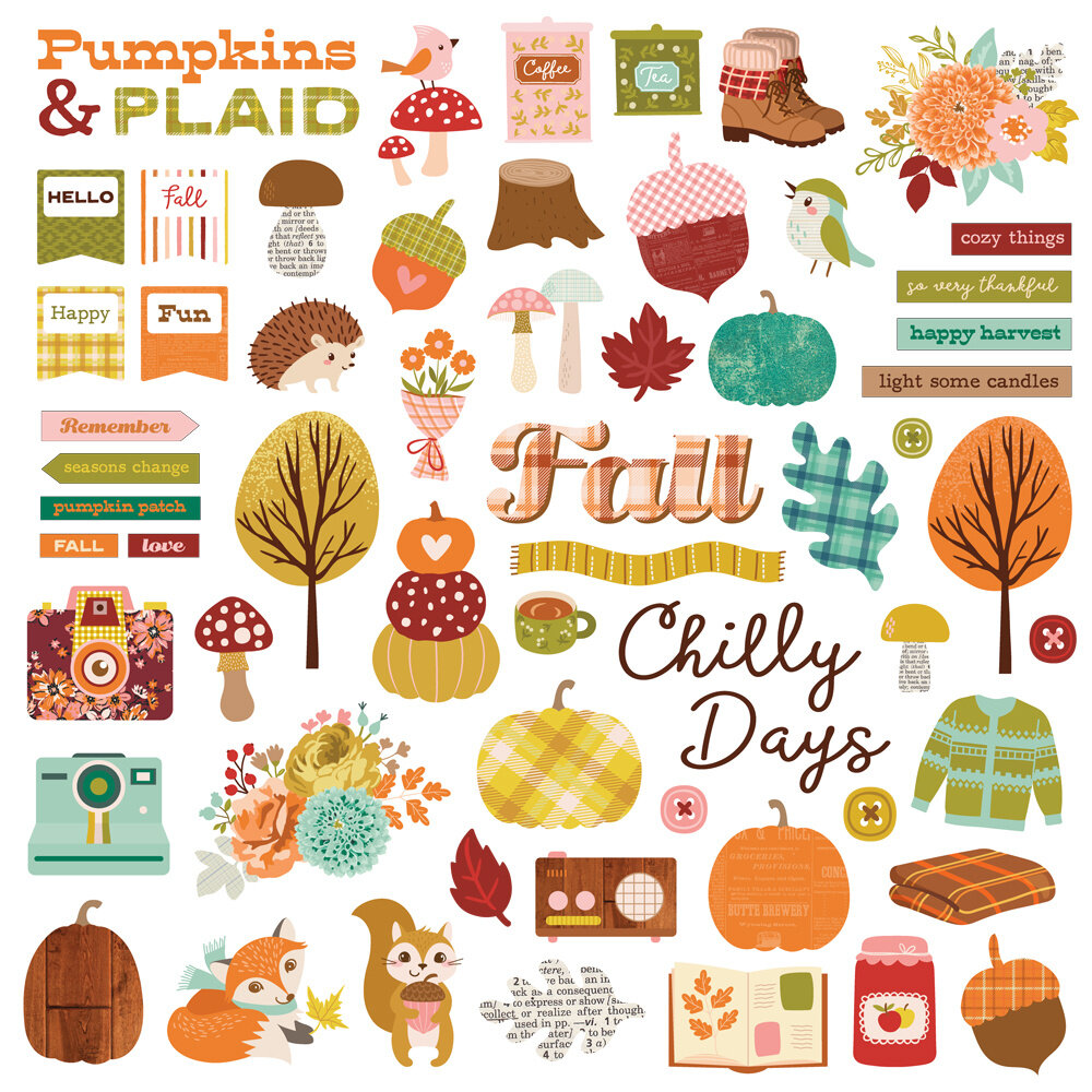 Simple Stories Pumpkins & Plaid Chipboard Pieces (27418) Simple Stories Pumpkins & Plaid Chipboard Pieces (27418)