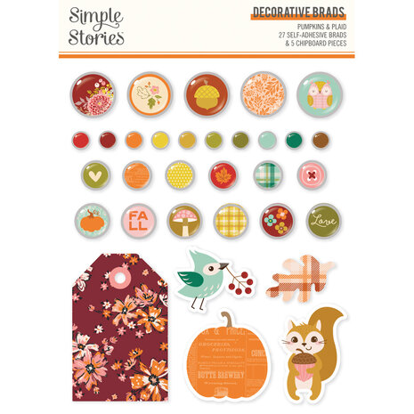 Simple Stories Pumpkins & Plaid Decorative Brads (27423) Simple Stories Pumpkins & Plaid Decorative Brads (27423)