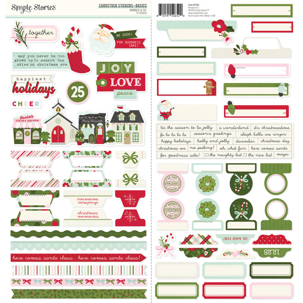 Simple Stories Kringle & Co. Cardstock Stickers Basics (27503) Simple Stories Kringle & Co. Cardstock Stickers Basics (27503)