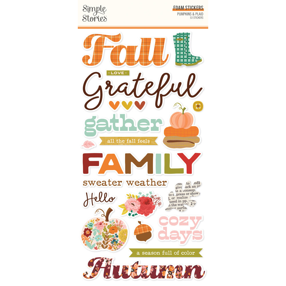 Simple Stories Pumpkins & Plaid Foam Stickers (27422) Simple Stories Pumpkins & Plaid Foam Stickers (27422)