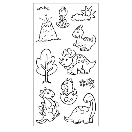 Sizzix Kid Create Clear Stamps with Framelits Dinosaur Adventures (667152)