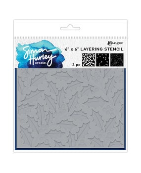 Simon Hurley Create PRE-ORDER Festive Holly 6x6 Inch Layering Stencils (HUS94326)